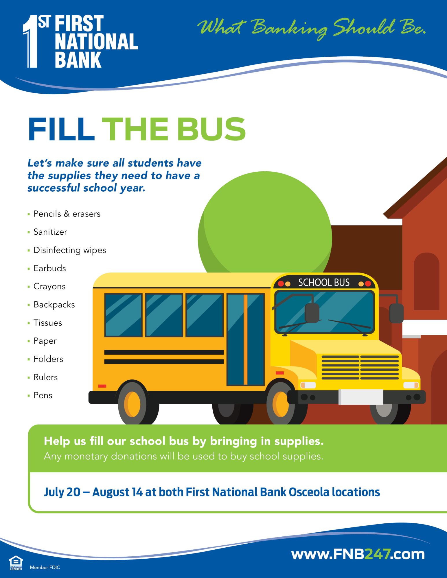 Fill the Bus in Osceola First National Bank